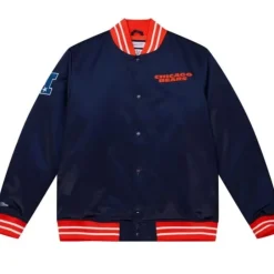 Men Mitchell & Ness Jackets & Outerwear-Heavyweight Satin Jacket Chicago Bears