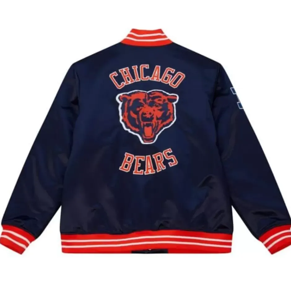 Men Mitchell & Ness Jackets & Outerwear-Heavyweight Satin Jacket Chicago Bears