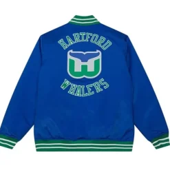 Men Mitchell & Ness Jackets & Outerwear-Heavyweight Satin Jacket Hartford Whalers