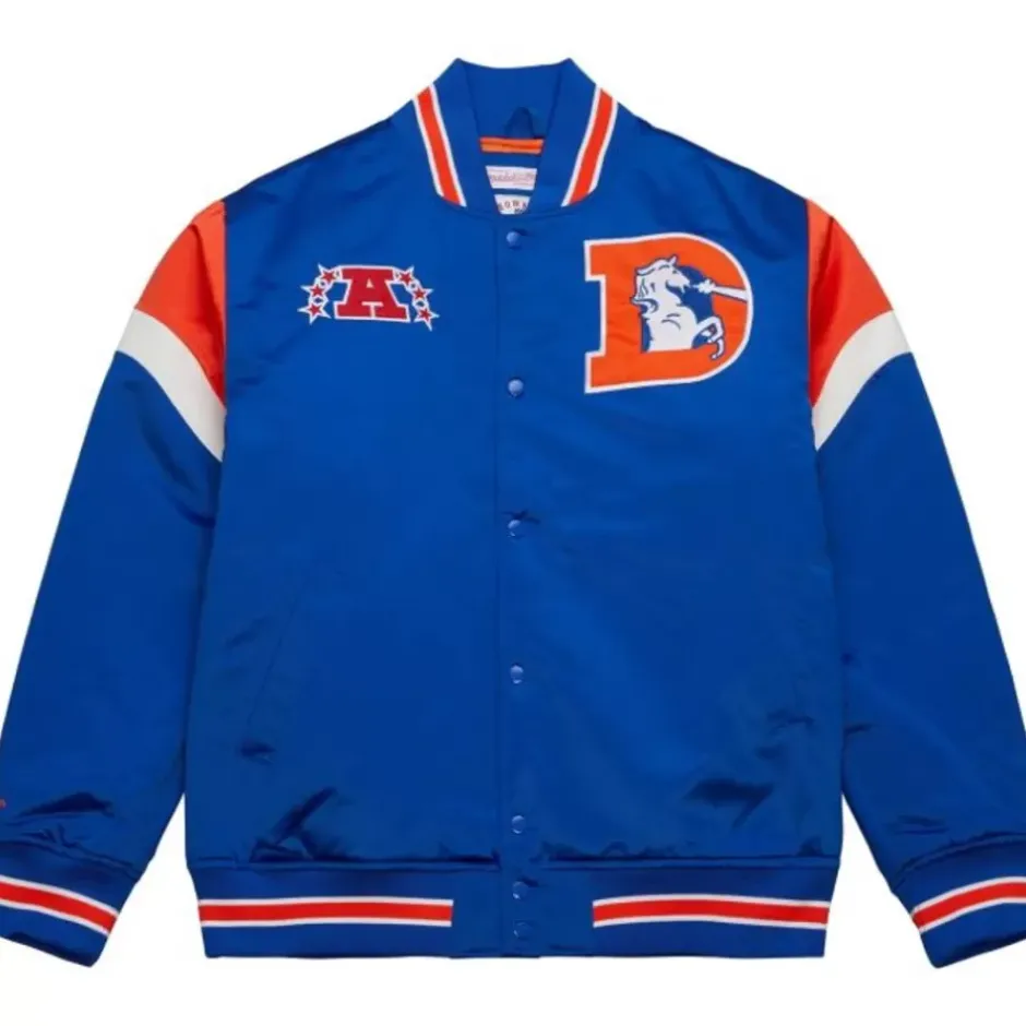 Men Mitchell & Ness Jackets & Outerwear-Heavyweight Satin Jacket Denver Broncos