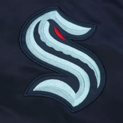 Men Mitchell & Ness Jackets & Outerwear-Heavyweight Satin Jacket Seattle Kraken