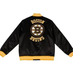 Men Mitchell & Ness Jackets & Outerwear-Heavyweight Satin Jacket Boston Bruins