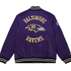 Men Mitchell & Ness Jackets & Outerwear-Heavyweight Satin Jacket Baltimore Ravens