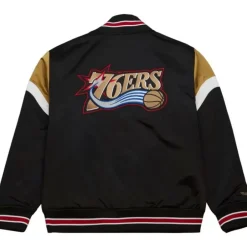 Men Mitchell & Ness Jackets & Outerwear-Heavyweight Satin Jacket Philadelphia 76Ers