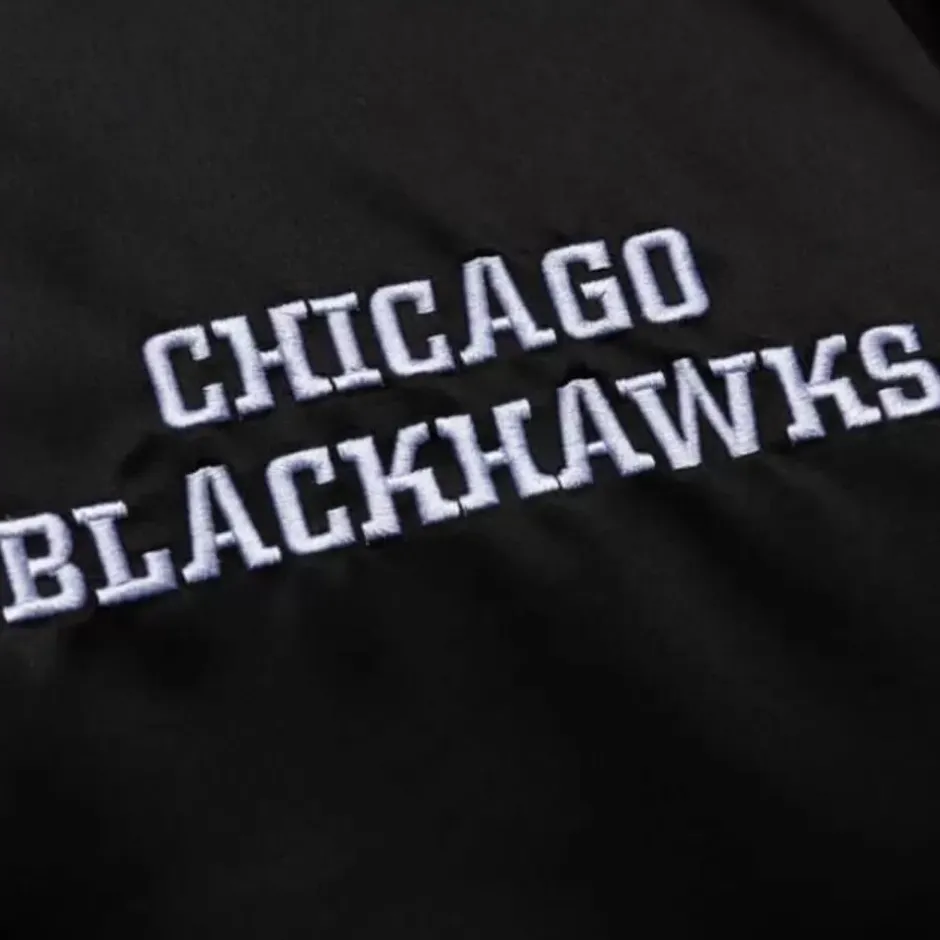 Men Mitchell & Ness Jackets & Outerwear-Heavyweight Satin Jacket Chicago Blackhawks
