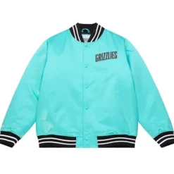 Men Mitchell & Ness Jackets & Outerwear-Heavyweight Satin Jacket Vancouver Grizzlies