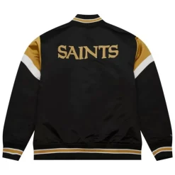 Men Mitchell & Ness Jackets & Outerwear-Heavyweight Satin Jacket New Orleans Saints