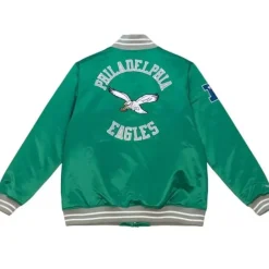 Men Mitchell & Ness Jackets & Outerwear-Heavyweight Satin Jacket Philadelphia Eagles