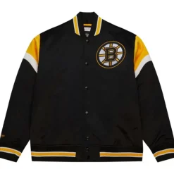 Men Mitchell & Ness Jackets & Outerwear-Heavyweight Satin Jacket Boston Bruins