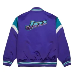 Men Mitchell & Ness Jackets & Outerwear-Heavyweight Satin Jacket Utah Jazz