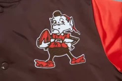 Men Mitchell & Ness Jackets & Outerwear-Heavyweight Satin Jacket Cleveland Browns