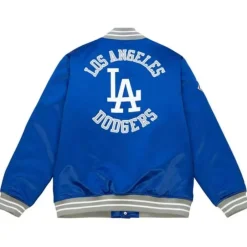 Men Mitchell & Ness Jackets & Outerwear-Heavyweight Satin Jacket Los Angeles Dodgers