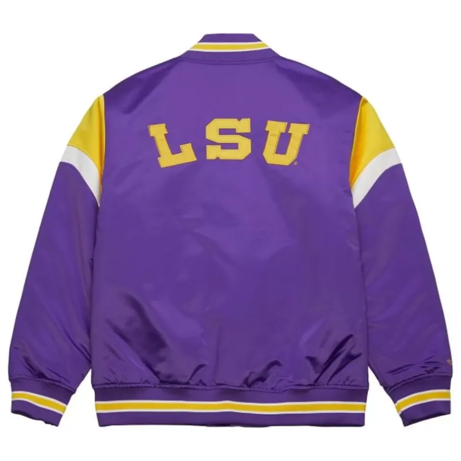 Men Mitchell & Ness Jackets & Outerwear-Heavyweight Satin Jacket Louisiana State University