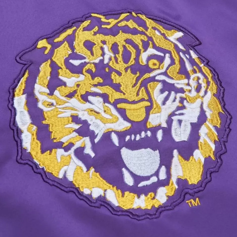 Men Mitchell & Ness Jackets & Outerwear-Heavyweight Satin Jacket Louisiana State University