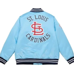 Men Mitchell & Ness Jackets & Outerwear-Heavyweight Satin Jacket St. Louis Cardinals