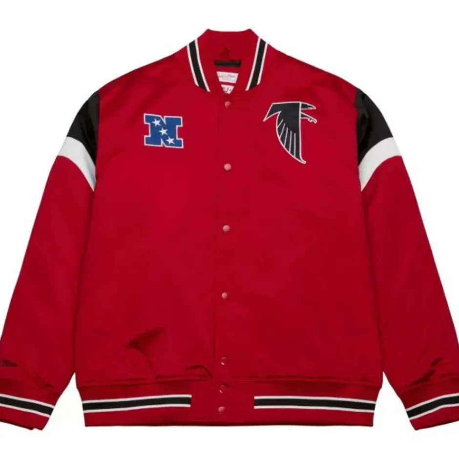 Men Mitchell & Ness Jackets & Outerwear-Heavyweight Satin Jacket Atlanta Falcons