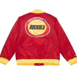 Men Mitchell & Ness Jackets & Outerwear-Heavyweight Satin Jacket Houston Rockets