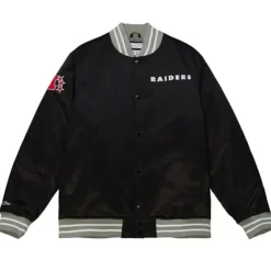 Men Mitchell & Ness Jackets & Outerwear-Heavyweight Satin Jacket Oakland Raiders