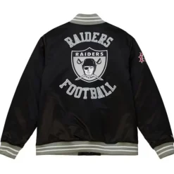 Men Mitchell & Ness Jackets & Outerwear-Heavyweight Satin Jacket Oakland Raiders