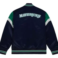 Men Mitchell & Ness Jackets & Outerwear-Heavyweight Satin Jacket Dallas Mavericks