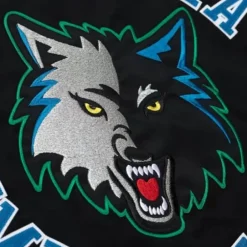 Men Mitchell & Ness Jackets & Outerwear-Heavyweight Satin Jacket Minnesota Timberwolves