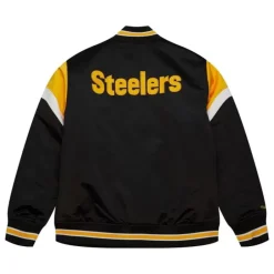 Men Mitchell & Ness Jackets & Outerwear-Heavyweight Satin Jacket Pittsburgh Steelers