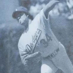 Men Mitchell & Ness T-Shirts & Tops-Highlight Sublimated Player Tee Los Angeles Dodgers Fernando Valenzuela