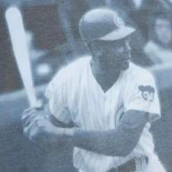 Men Mitchell & Ness T-Shirts & Tops-Highlight Sublimated Player Tee Chicago Cubs Ernie Banks