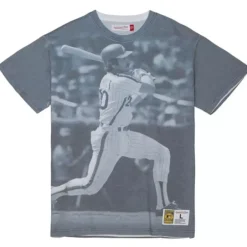 Men Mitchell & Ness T-Shirts & Tops-Highlight Sublimated Player Tee Philadelphia Phillies Mike Schmidt