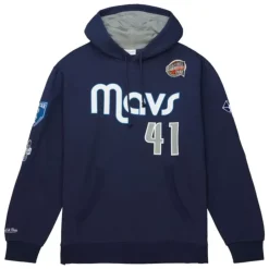 Men Mitchell & Ness Hoodies & Sweatshirts-Hof Fleece Hoodie Dallas Mavericks Dirk Nowitzki