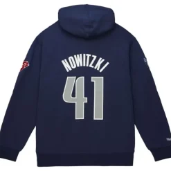 Men Mitchell & Ness Hoodies & Sweatshirts-Hof Fleece Hoodie Dallas Mavericks Dirk Nowitzki