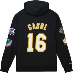 Men Mitchell & Ness Hoodies & Sweatshirts-Hof Fleece Hoodie Los Angeles Lakers Pau Gasol