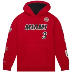 Men Mitchell & Ness Hoodies & Sweatshirts-Hof Fleece Hoodie Miami Heat Dwyane Wade