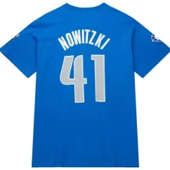 Men Mitchell & Ness T-Shirts & Tops-Hof N&N Premium Tee Dallas Mavericks Dirk Nowitzki
