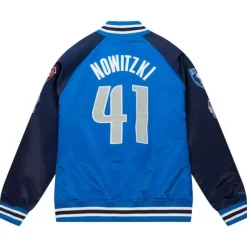 Men Mitchell & Ness Jackets & Outerwear-Hof N&N Satin Jacket Dallas Mavericks Dirk Nowitzki