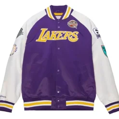 Men Mitchell & Ness Jackets & Outerwear-Hof N&N Satin Jacket Los Angeles Lakers Pau Gasol