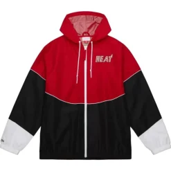 Men Mitchell & Ness Jackets & Outerwear-Home Team Lightweight Windbreaker Miami Heat