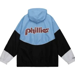 Men Mitchell & Ness Jackets & Outerwear-Home Team Lightweight Windbreaker Philadelphia Phillies