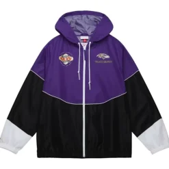 Men Mitchell & Ness Jackets & Outerwear-Home Team Lightweight Windbreaker Baltimore Ravens