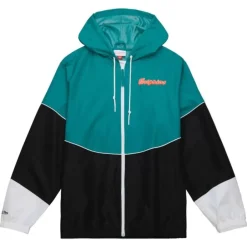 Men Mitchell & Ness Jackets & Outerwear-Home Team Lightweight Windbreaker Miami Dolphins