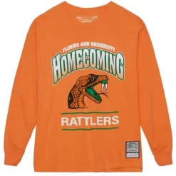 Men Mitchell & Ness T-Shirts & Tops-Homecoming Arch Ls Tee Florida A&M University