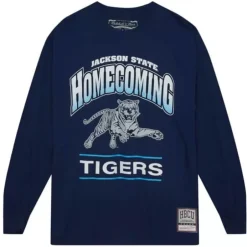 Men Mitchell & Ness T-Shirts & Tops-Homecoming Arch Ls Tee Jackson State University