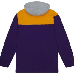 Men Mitchell & Ness T-Shirts & Tops-Hooded Rugby Polo Los Angeles Lakers