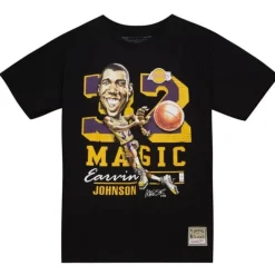 Men Mitchell & Ness T-Shirts & Tops-Hwc Caricatures Los Angeles Lakers Magic Johnson