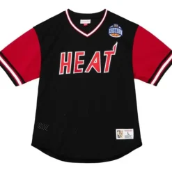 Men Mitchell & Ness T-Shirts & Tops-Hwc Night Mesh V-Neck Miami Heat
