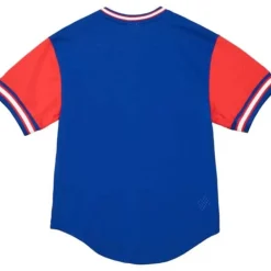 Men Mitchell & Ness T-Shirts & Tops-Hwc Night Mesh V-Neck New York Nets