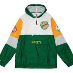 Men Mitchell & Ness Jackets & Outerwear-Hwc Night Surprise Win Windbreaker San Diego Rockets
