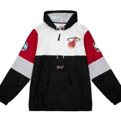 Men Mitchell & Ness Jackets & Outerwear-Hwc Night Surprise Win Windbreaker Miami Heat
