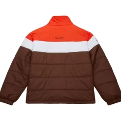 Men Mitchell & Ness Jackets & Outerwear-In The Clutch Puffer Jacket Vintage Logo Cleveland Browns
