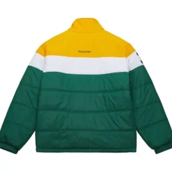 Men Mitchell & Ness Jackets & Outerwear-In The Clutch Puffer Jacket Vintage Logo Green Bay Packers